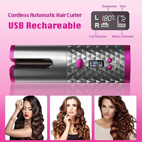 Automatic Hair Culers USB Charging Portable Wireless Rotate Hair Curler Rahma Beauty Store